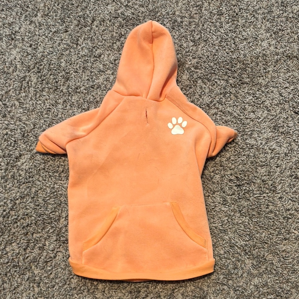 Orange Dog Hoodie with Paw Print